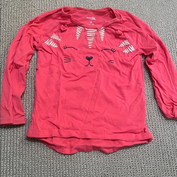 Carter's Red Cat Face Long Sleeve Tee - Picture 4 of 5